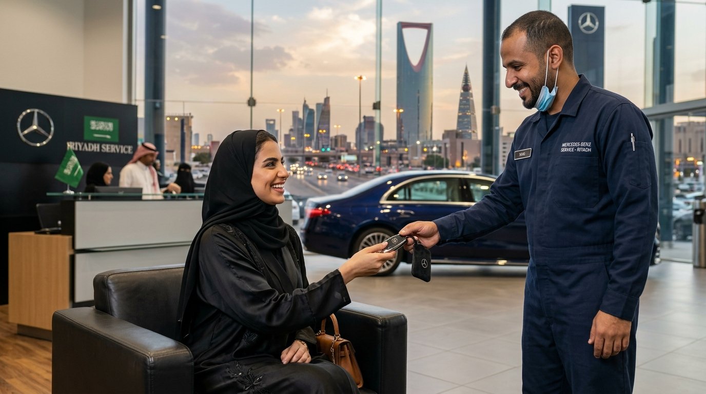 Saudi Arabian Female Client Receiving Smart Car Fob Key in Riyadh
